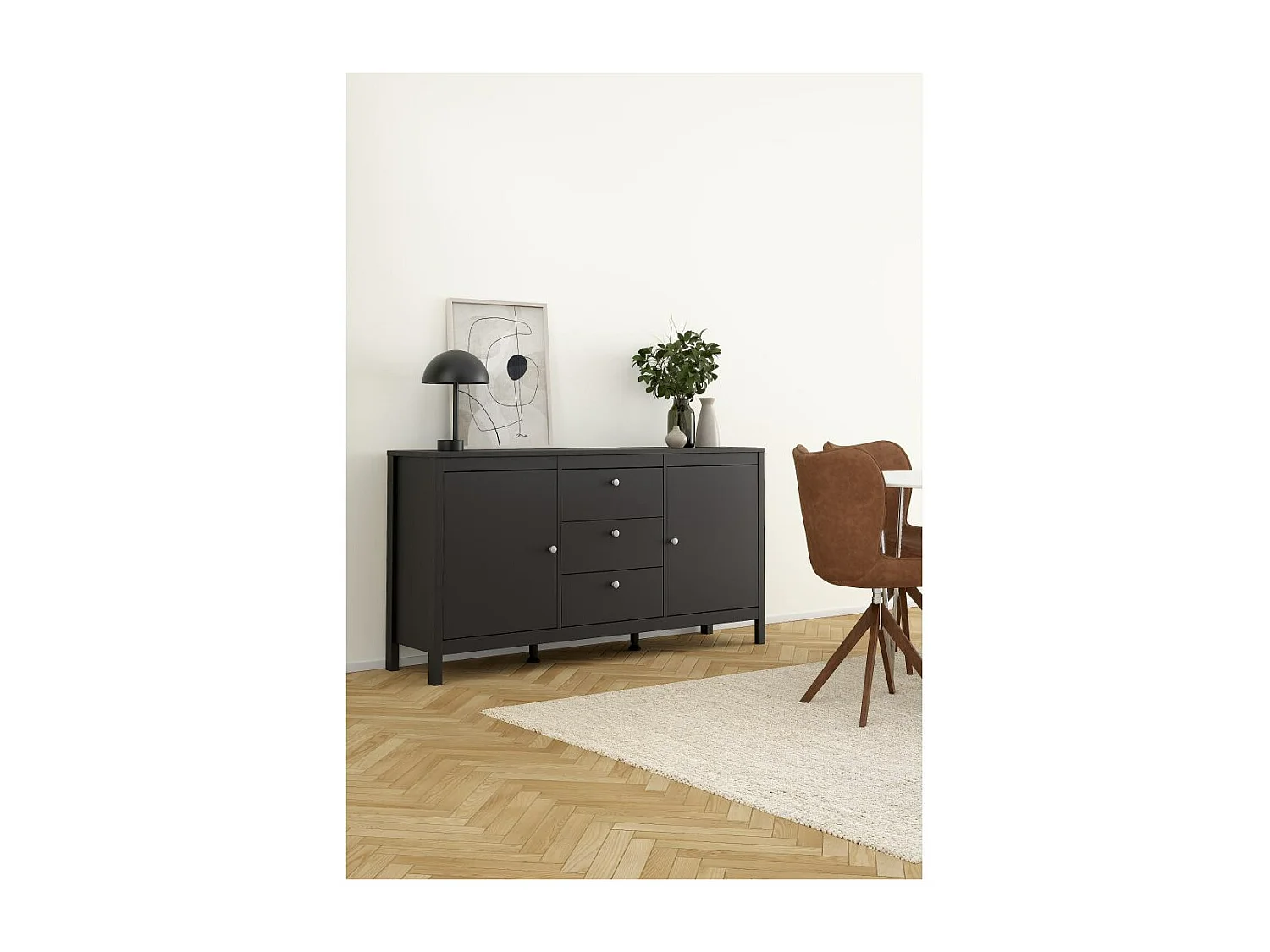 Madrid buffet 2 portes 3 tiroirs noir mat.