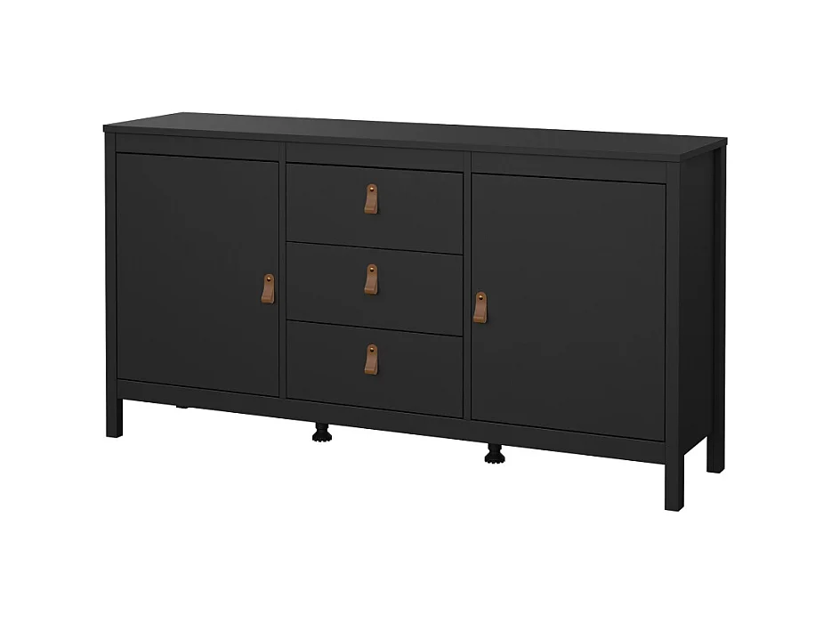 Madrid dressoir 2 deuren 3 laden zwart mat.