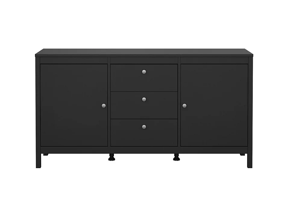 Madrid dressoir 2 deuren 3 laden zwart mat.