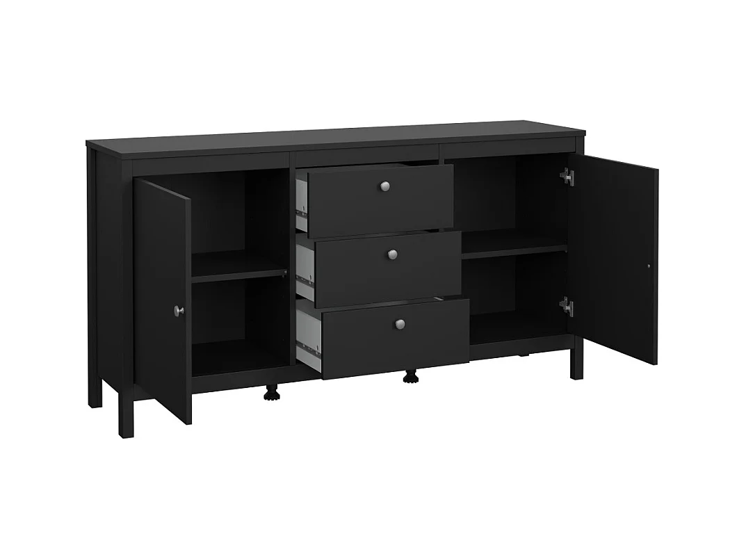 Madrid dressoir 2 deuren 3 laden zwart mat.