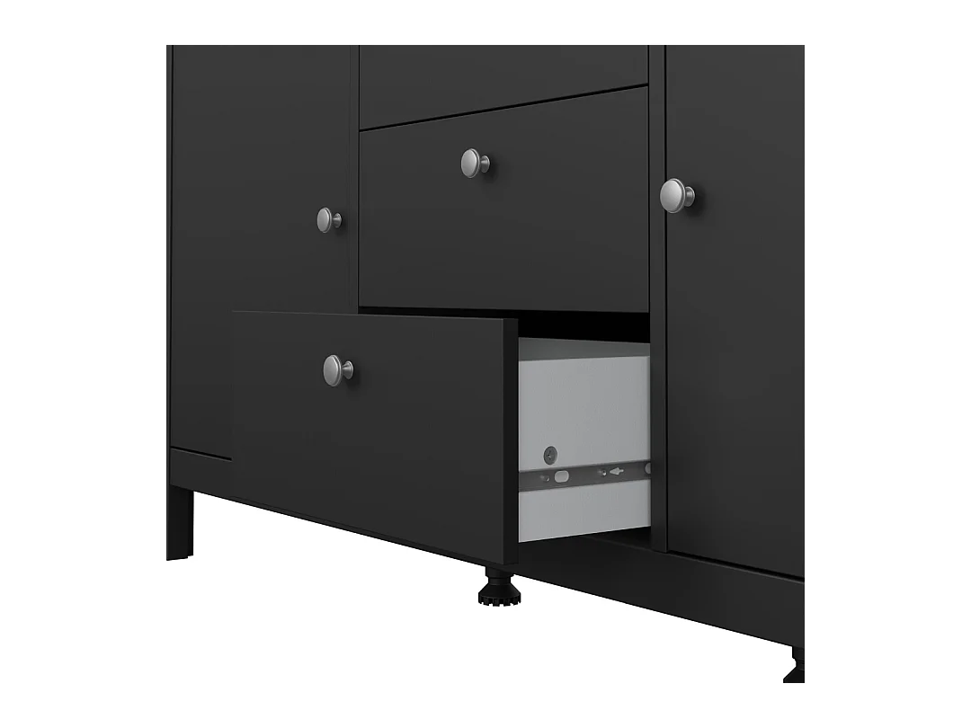 Madrid dressoir 2 deuren 3 laden zwart mat.
