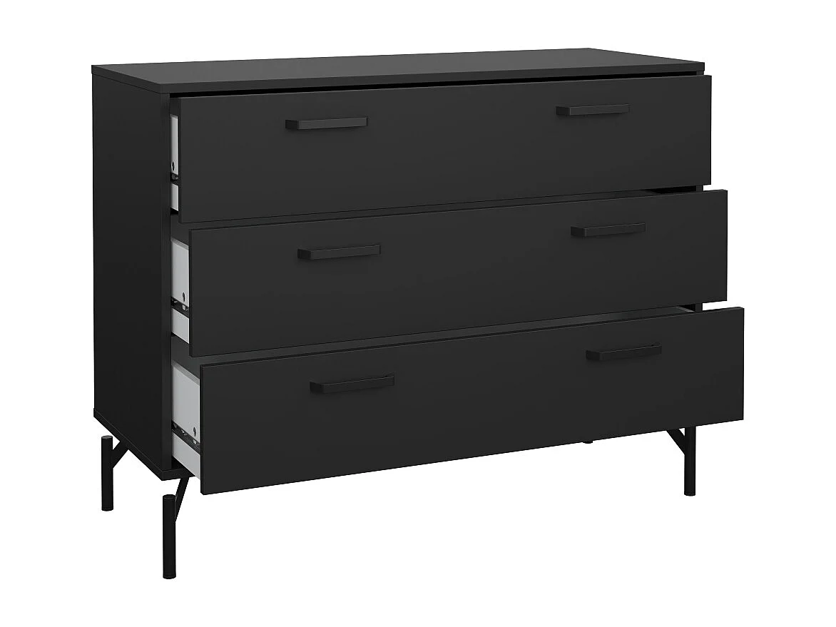 Dana commode 3 tiroirs noir mat.