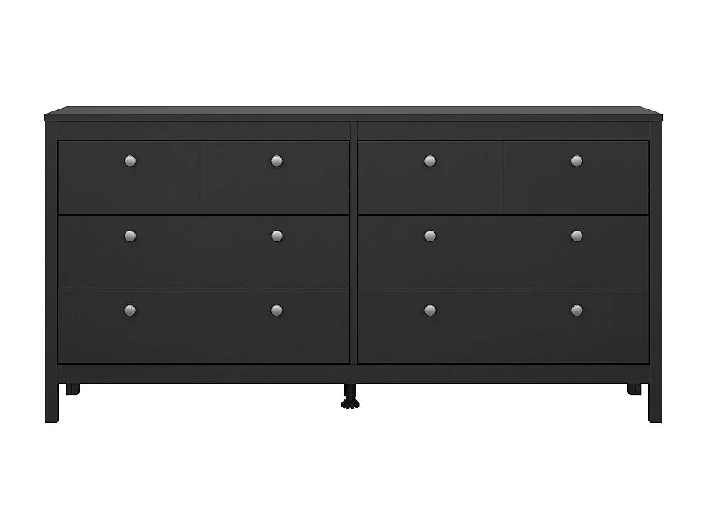 Madrid Kommode 8 Schubladen schwarz matt.