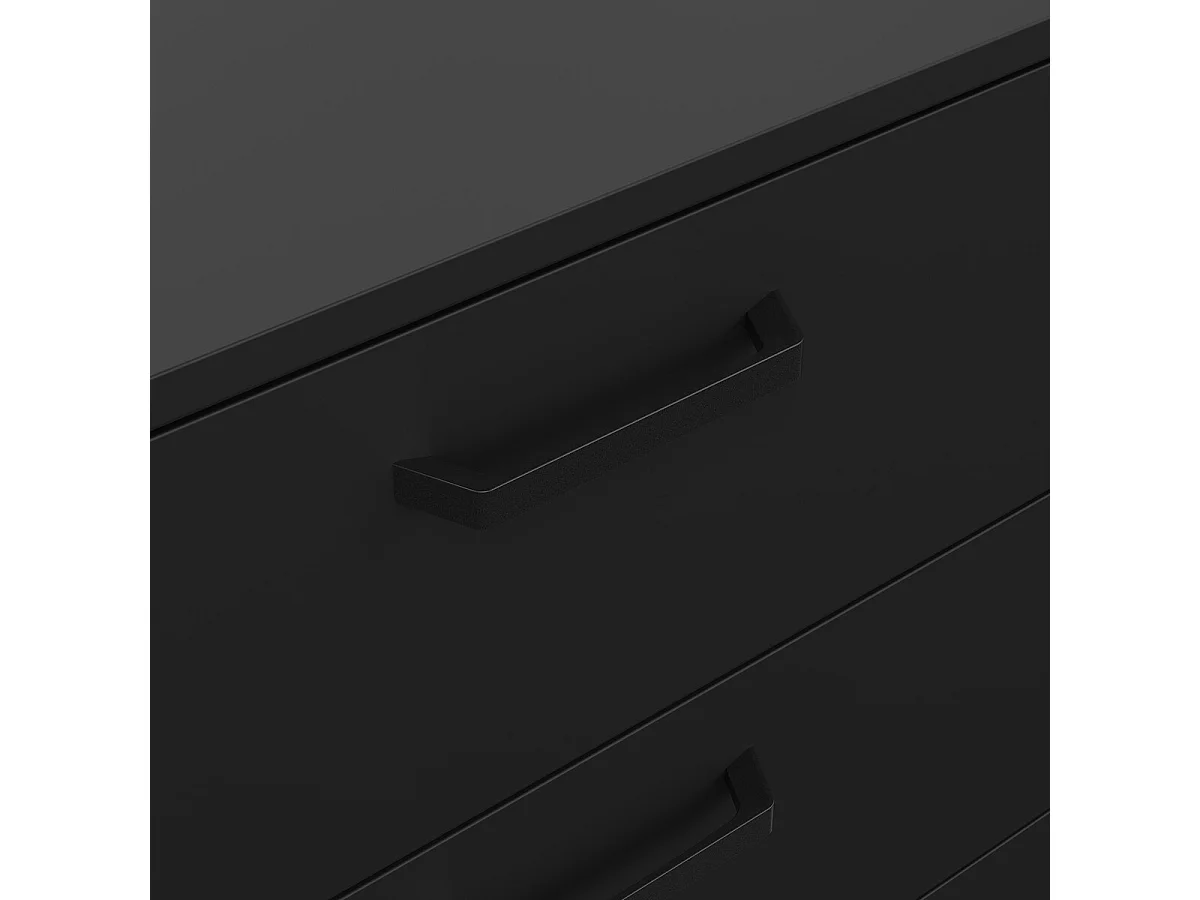 Commode 6 tiroirs noir mat pieds métal L139 cm - BORA