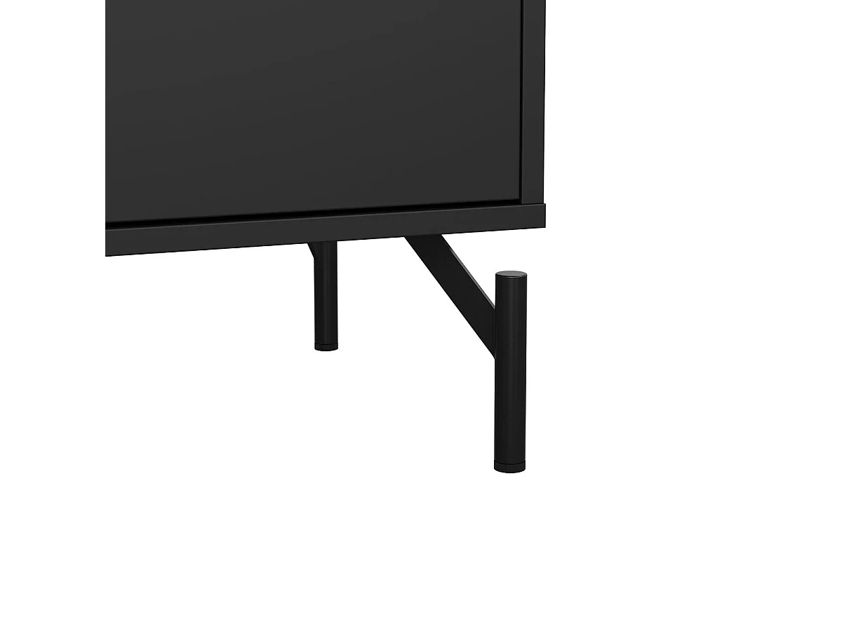 Commode 6 tiroirs noir mat pieds métal L139 cm - BORA