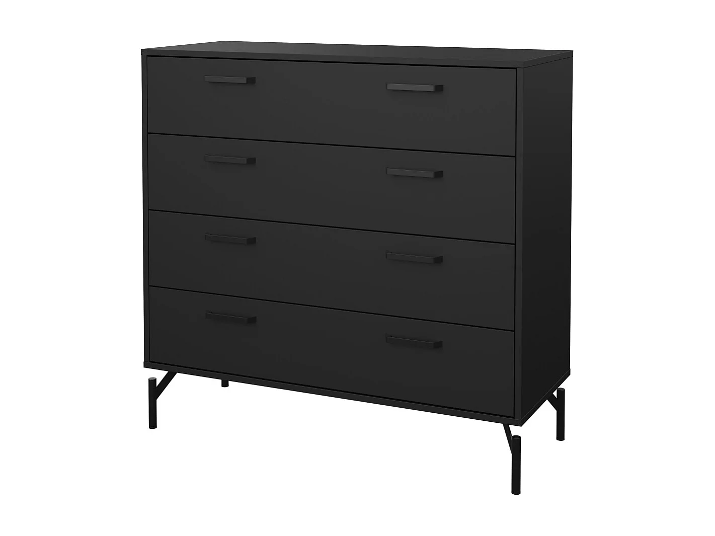 Dana Kommode 4 Schubladen schwarz matt.