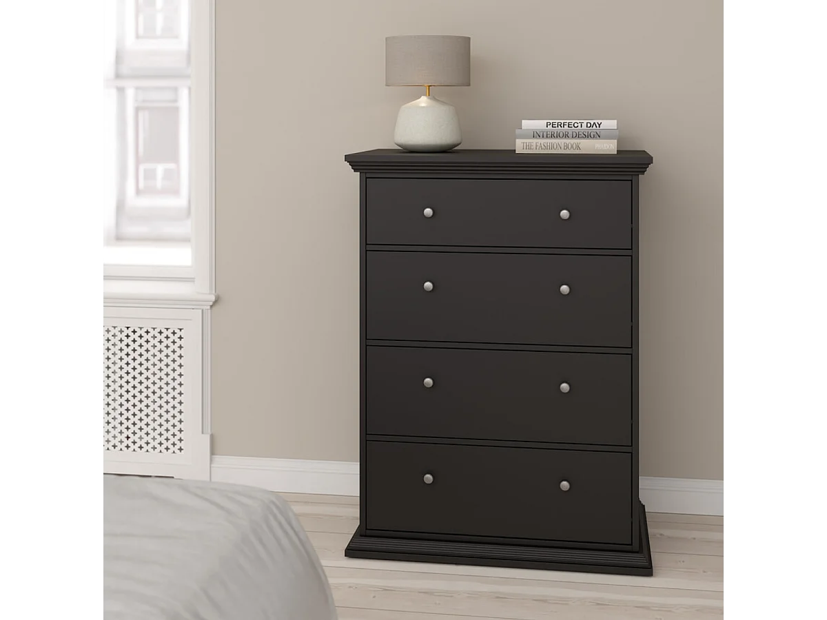 North kommode 4 laden zwart mat.
