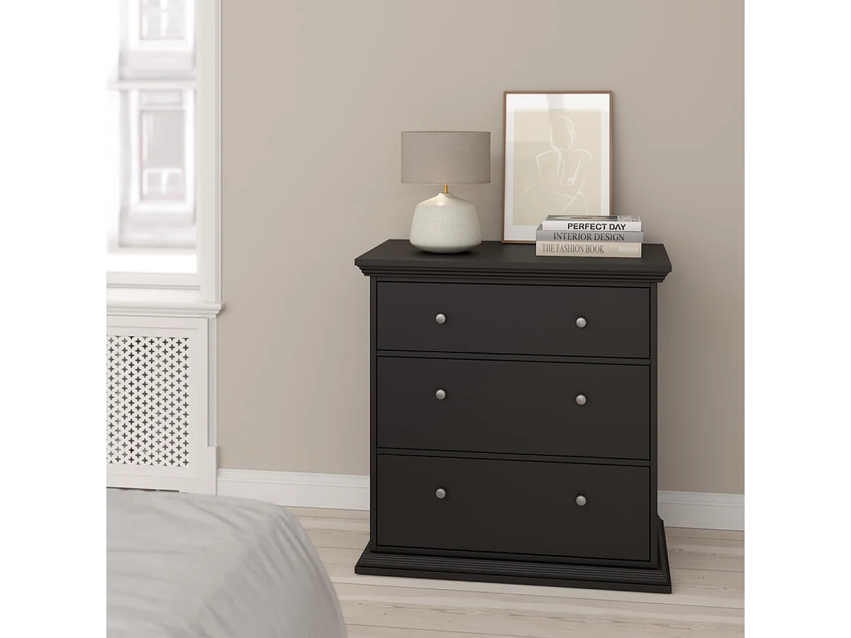 North Kommode 3 Schubladen schwarz matt.