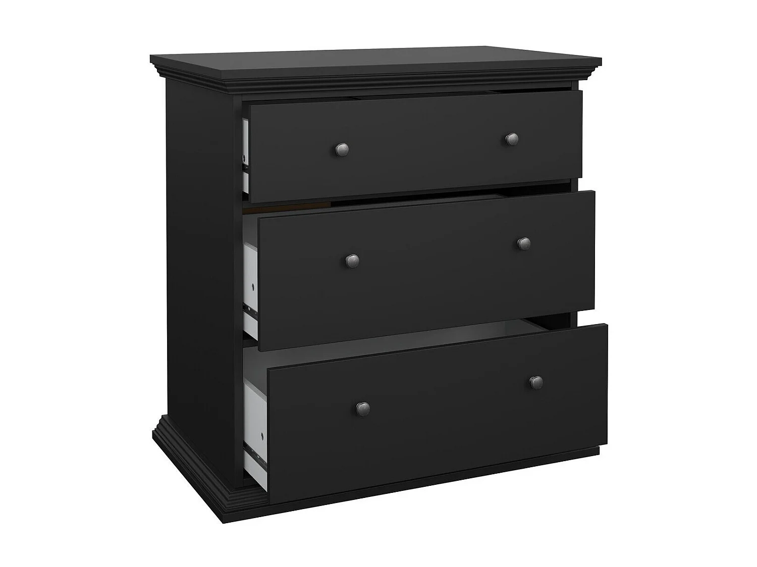 North Kommode 3 Schubladen schwarz matt.