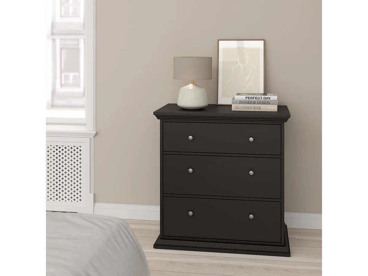 North kommode 3 laden zwart mat.