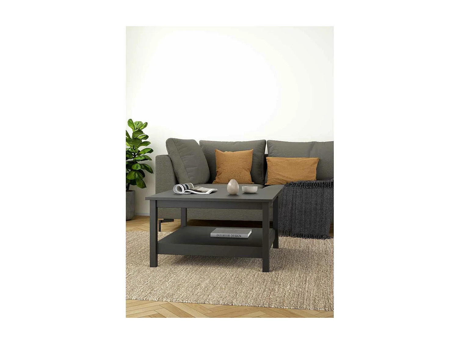 Madrid table basse 1 tablette noir mat.