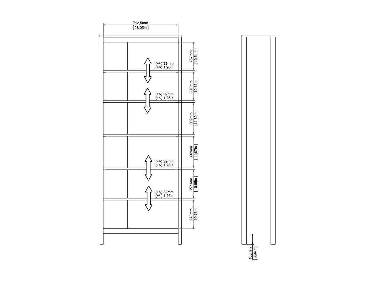 Madrid wandkast zwart mat.