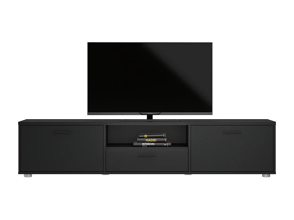 Media table TV 2 portes 1 tiroir noir mat.