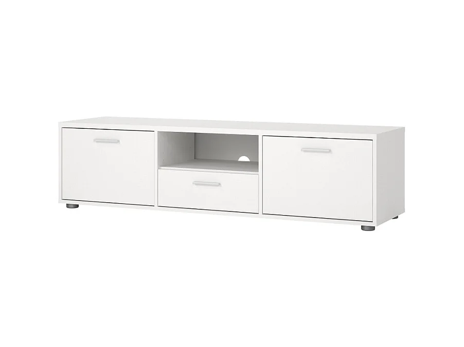 Media table TV 2 portes 1 tiroir blanc.