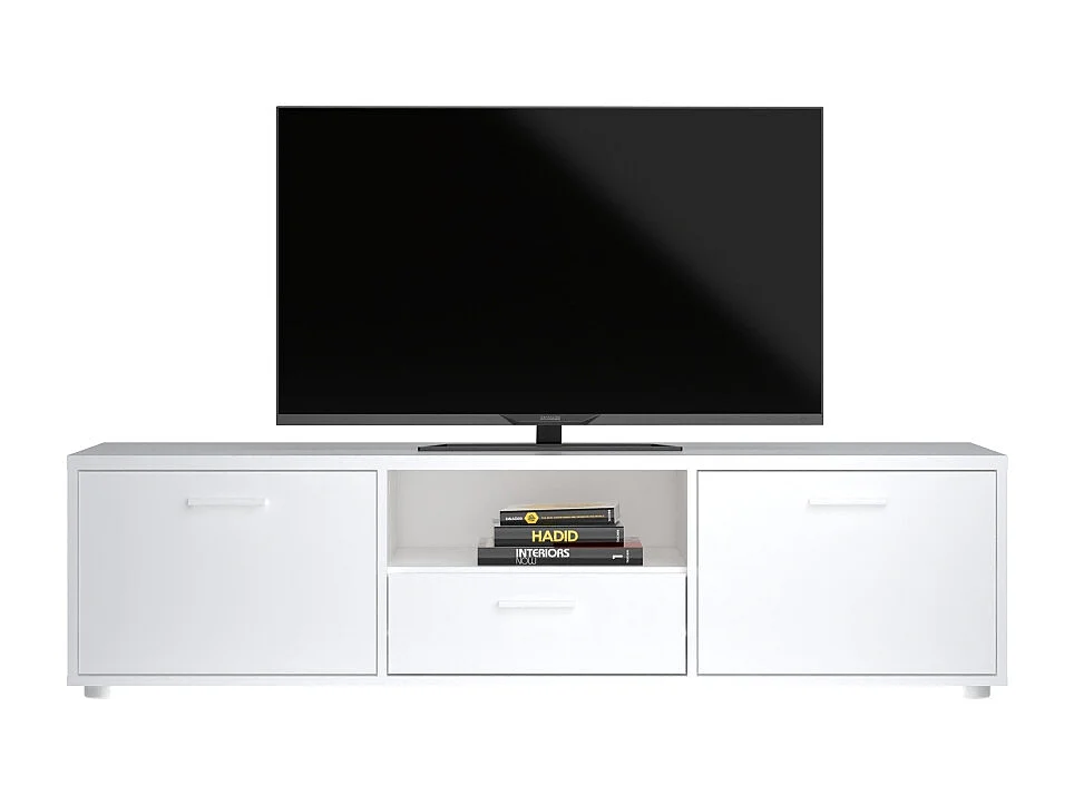 Media table TV 2 portes 1 tiroir blanc.