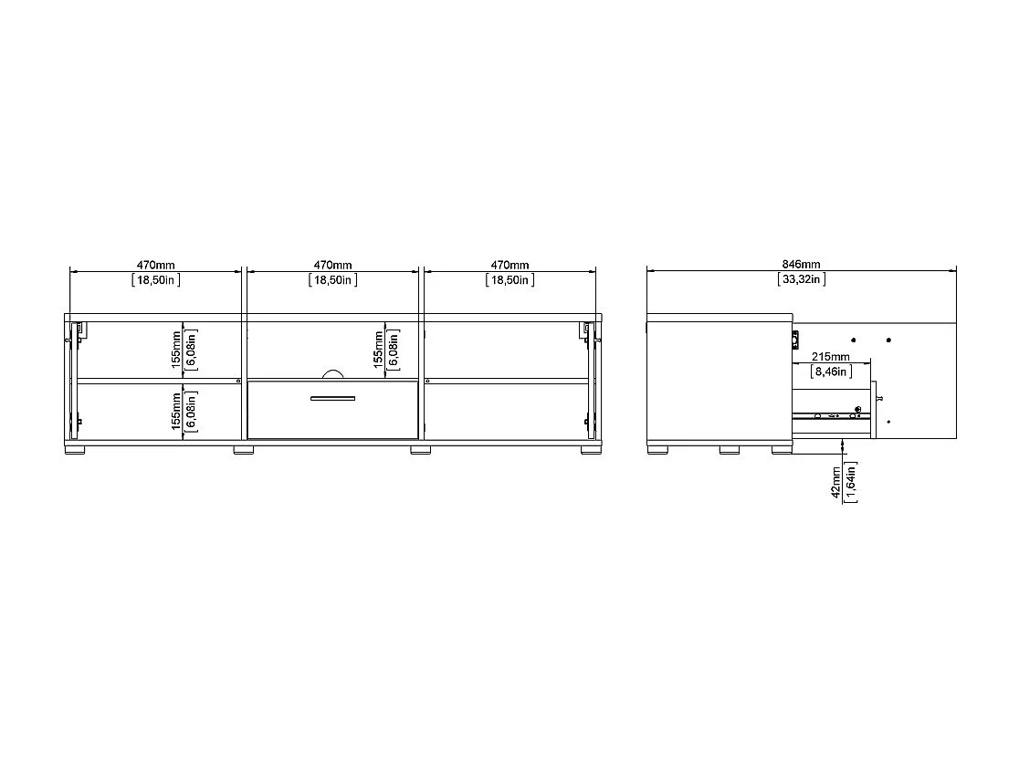 Media table TV 2 portes 1 tiroir blanc.