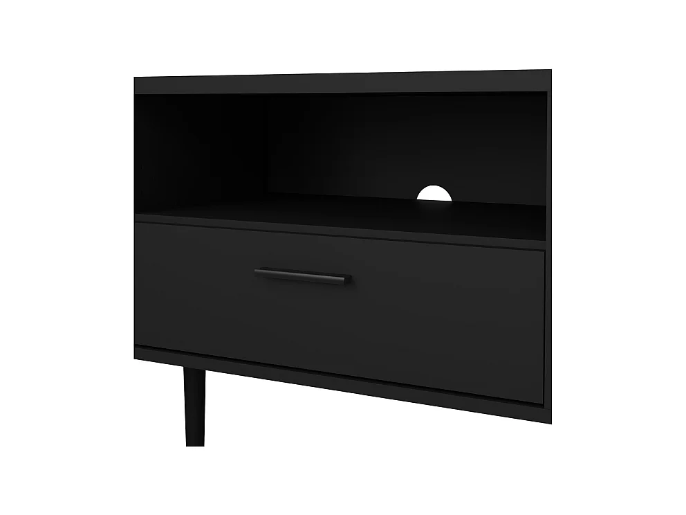 Media table TV 2 portes 1 tiroir noir mat.