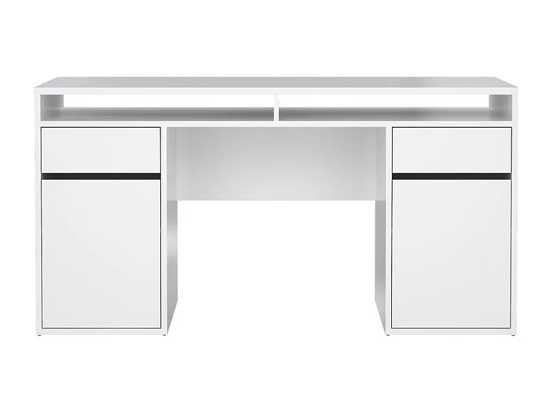FunctionPlus bureau 2 portes 2 tiroirs blanc brillant.
