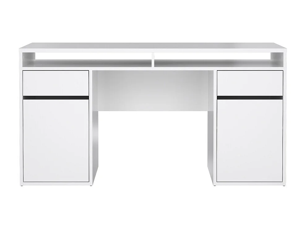 FunctionPlus Schreibtisch 2 Türen 2 Schubladen weiß Hochglanz.