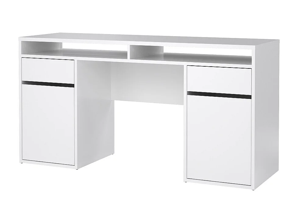 FunctionPlus Schreibtisch 2 Türen 2 Schubladen weiß Hochglanz.