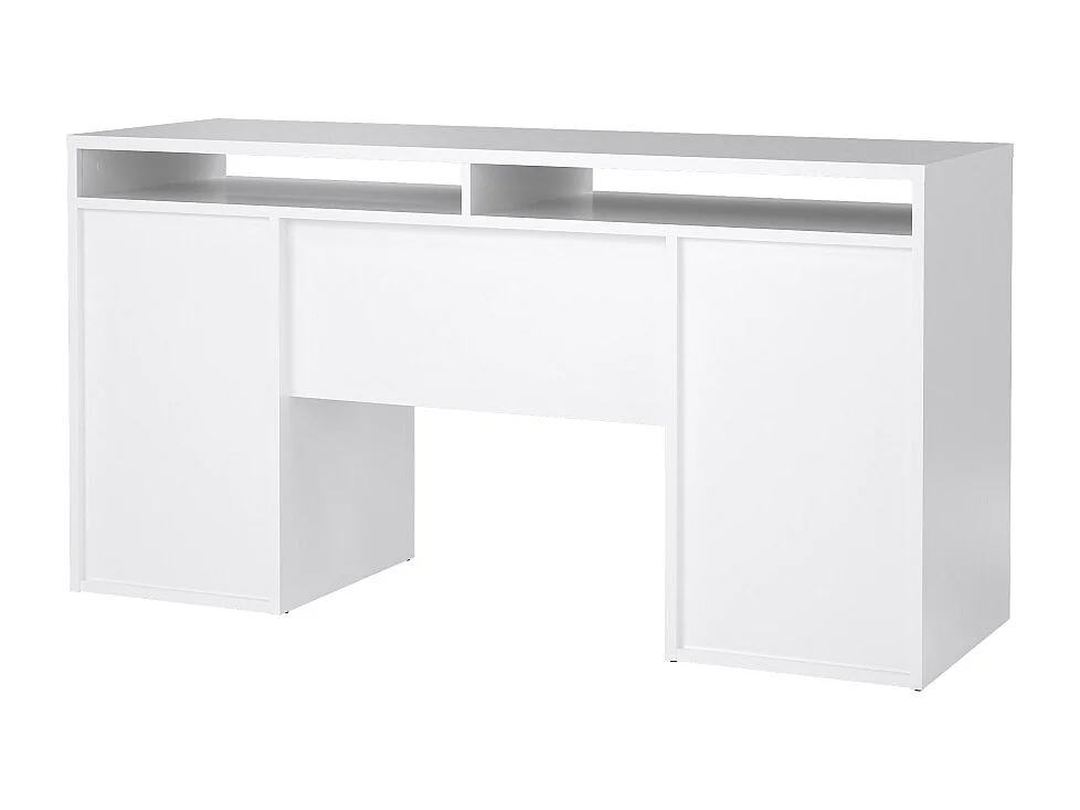 FunctionPlus Schreibtisch 2 Türen 2 Schubladen weiß Hochglanz.