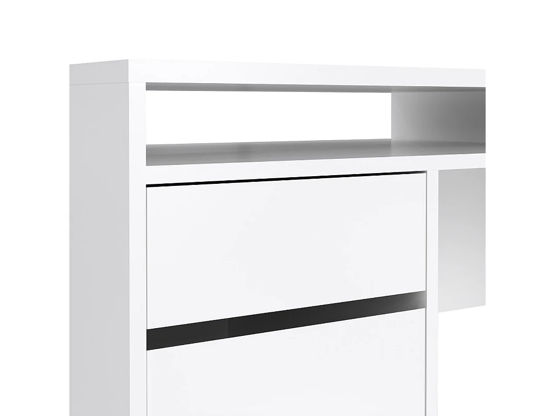 FunctionPlus bureau 2 portes 2 tiroirs blanc brillant.