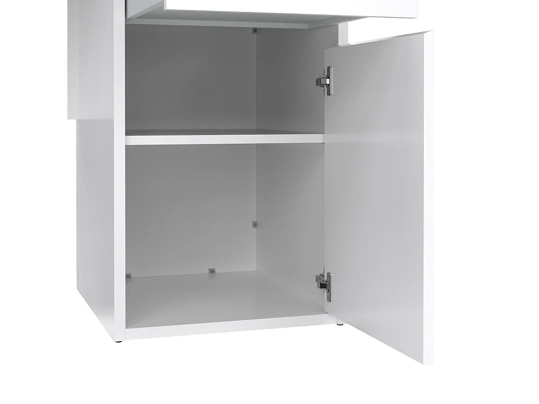 FunctionPlus bureau 2 portes 2 tiroirs blanc brillant.