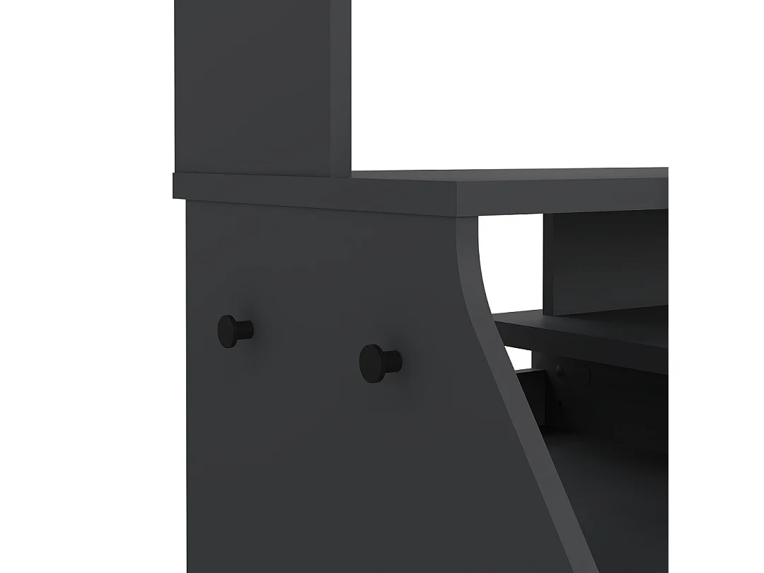 FunctionPlus bureau avec bibliothèque tablettes 1 porte 1 tiroir gris mat.