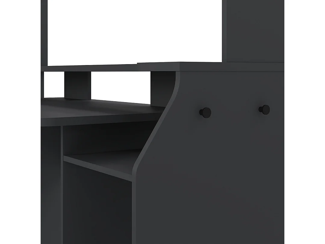 FunctionPlus bureau avec bibliothèque tablettes 1 porte 1 tiroir gris mat.