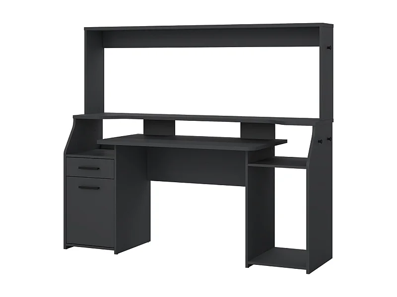 FunctionPlus bureau met wandkast planken 1 deur 1 lade grijs mat.