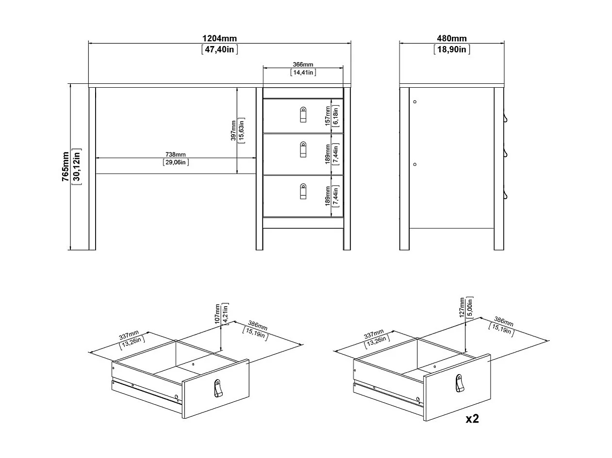 Madrid bureau 3 laden wit.