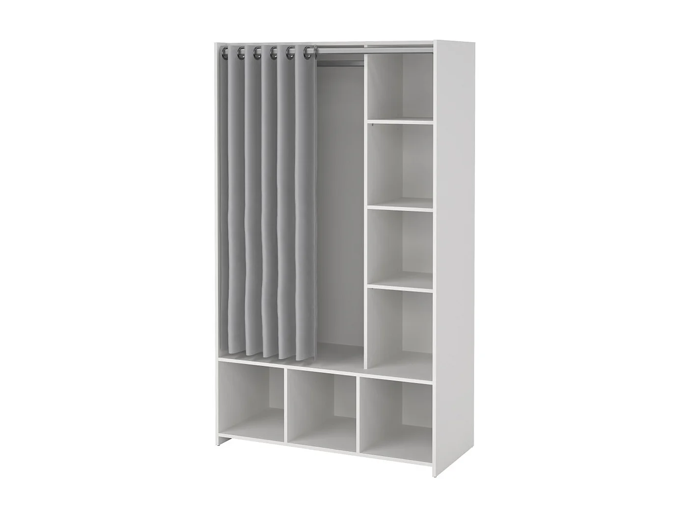 Kit Kleiderschrank mit Vorhang hellgrau.