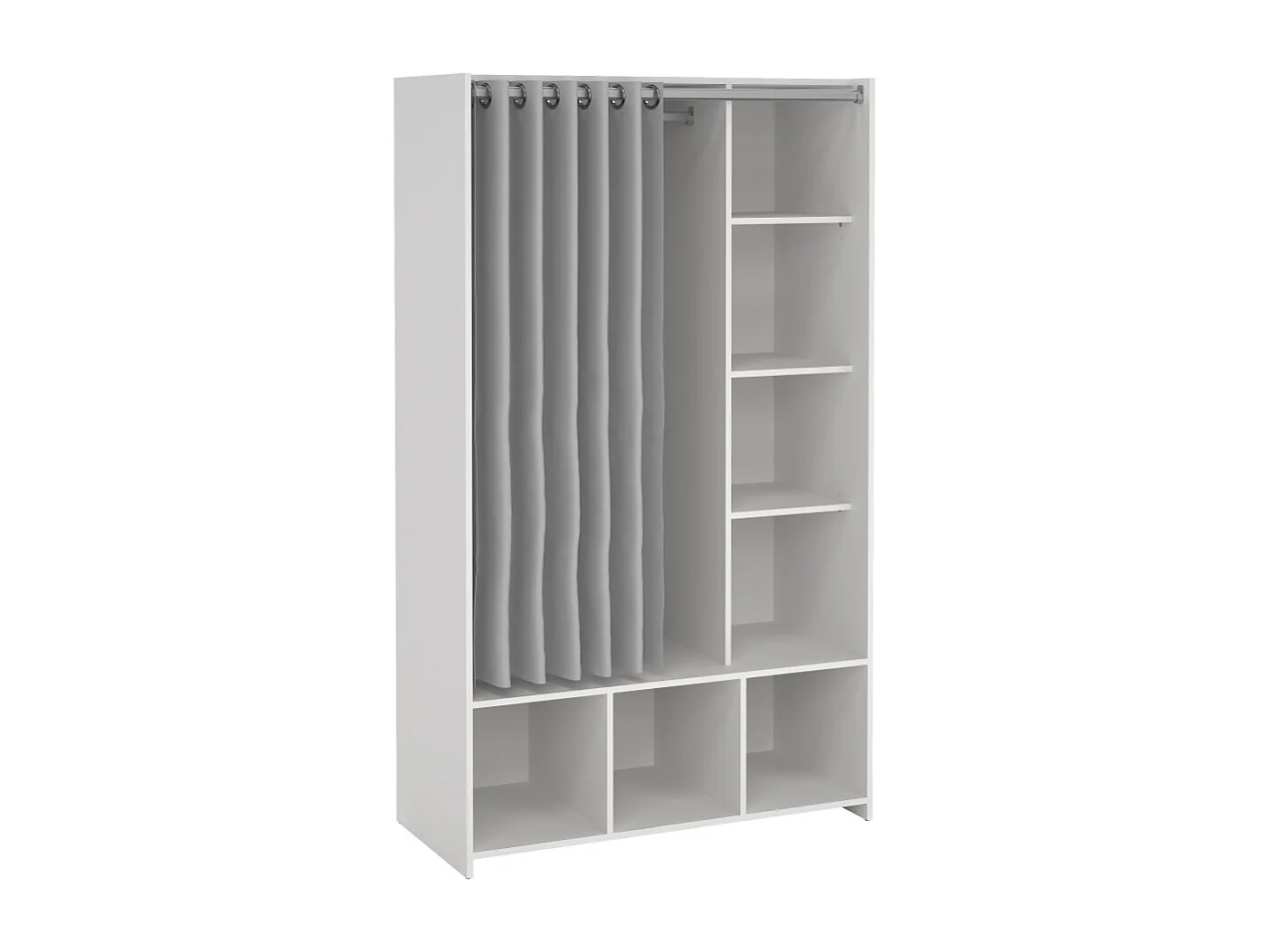 Kit Kleiderschrank mit Vorhang hellgrau.