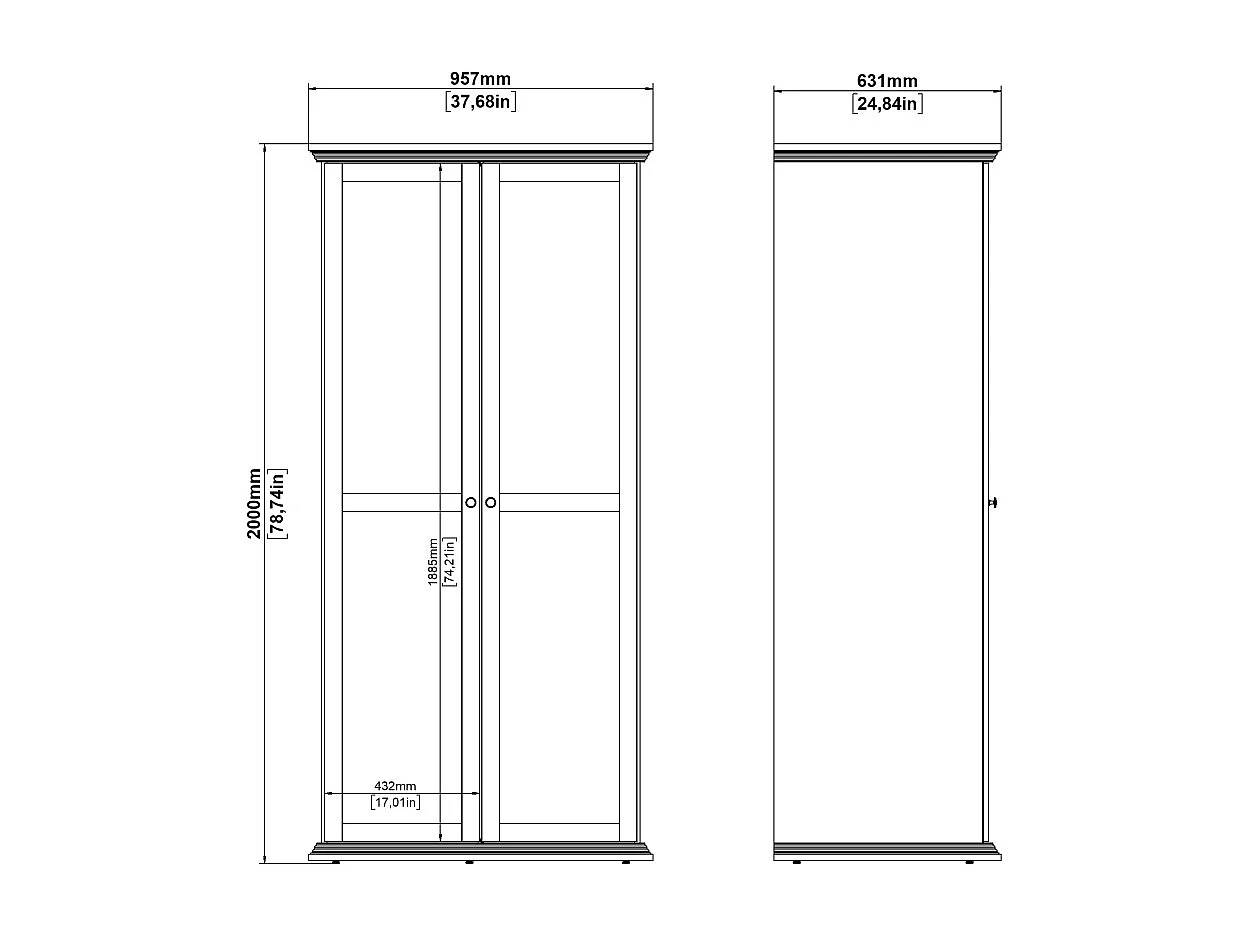 Armoire 2 portes à encadrement H200 cm - SOUTH
