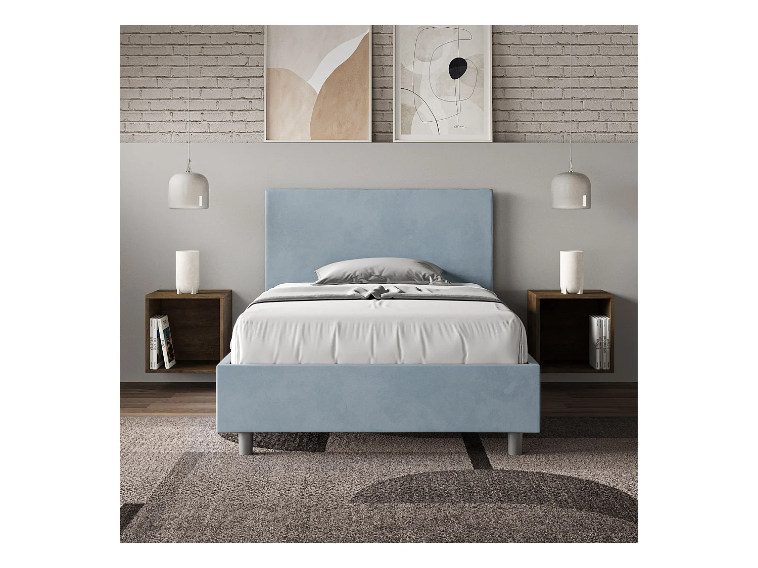Adele bed 110x190 zonder bedbodem lichtblauw