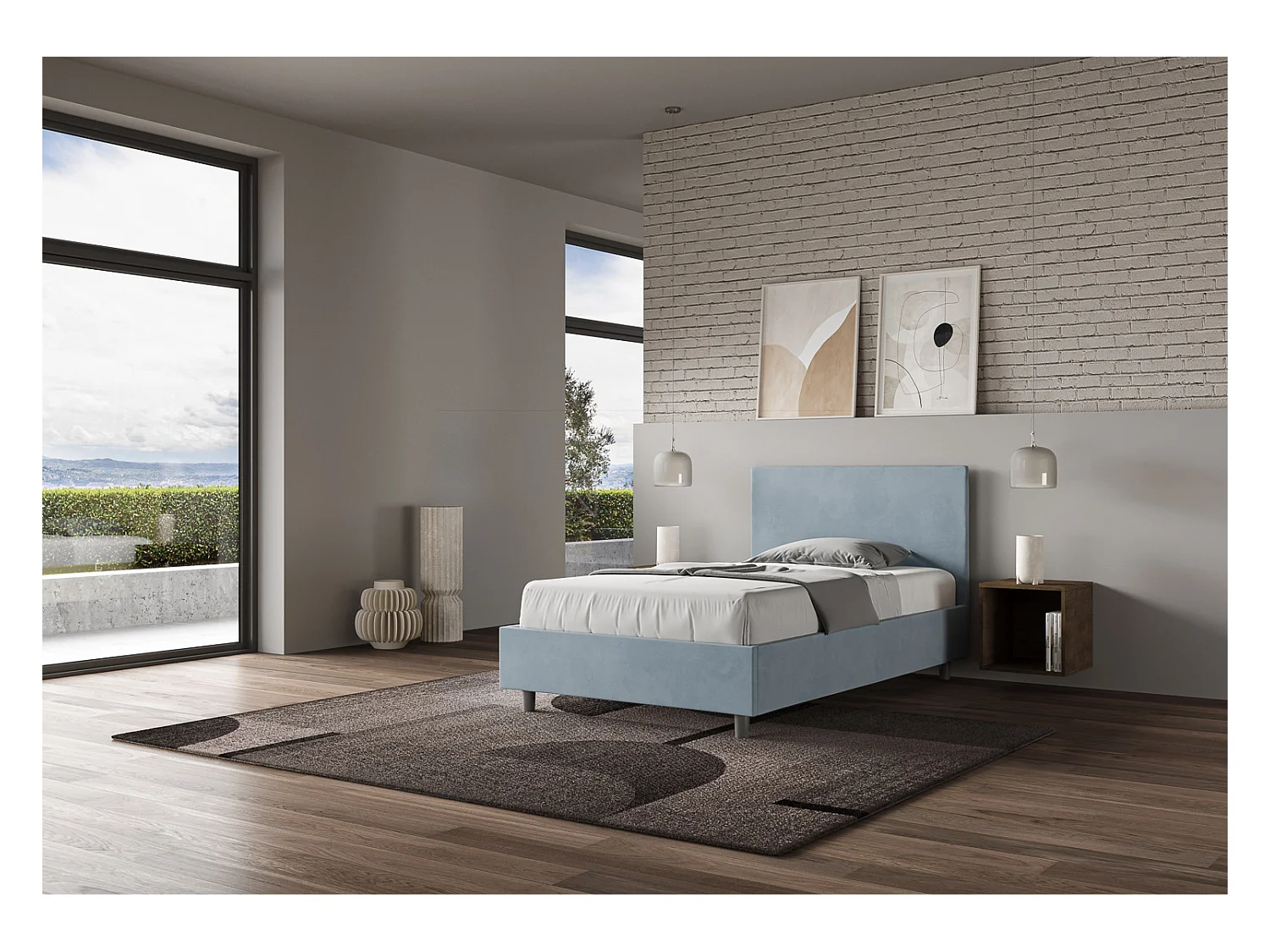 Adele bed 110x190 zonder bedbodem lichtblauw