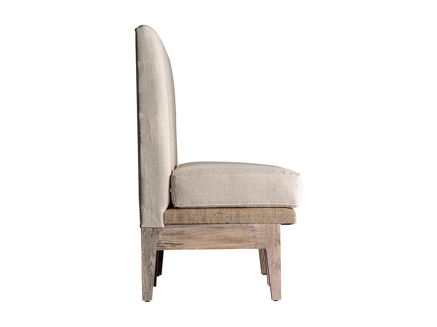 Sofá de 3 plazas de tela beige y patas de madera maciza clara Chabo 170 cm