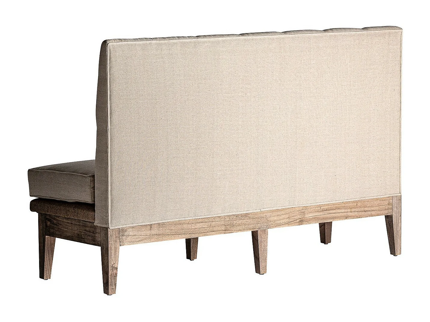 Sofá de 3 plazas de tela beige y patas de madera maciza clara Chabo 170 cm