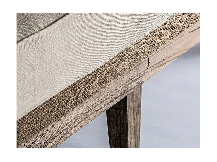 Sofá de 3 plazas de tela beige y patas de madera maciza clara Chabo 170 cm