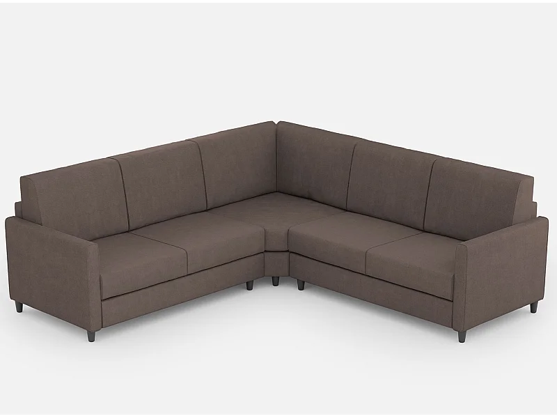 Moderne Italiaanse hoekbank bruine stof Korane - 5 maten-Maat 281x281 cm