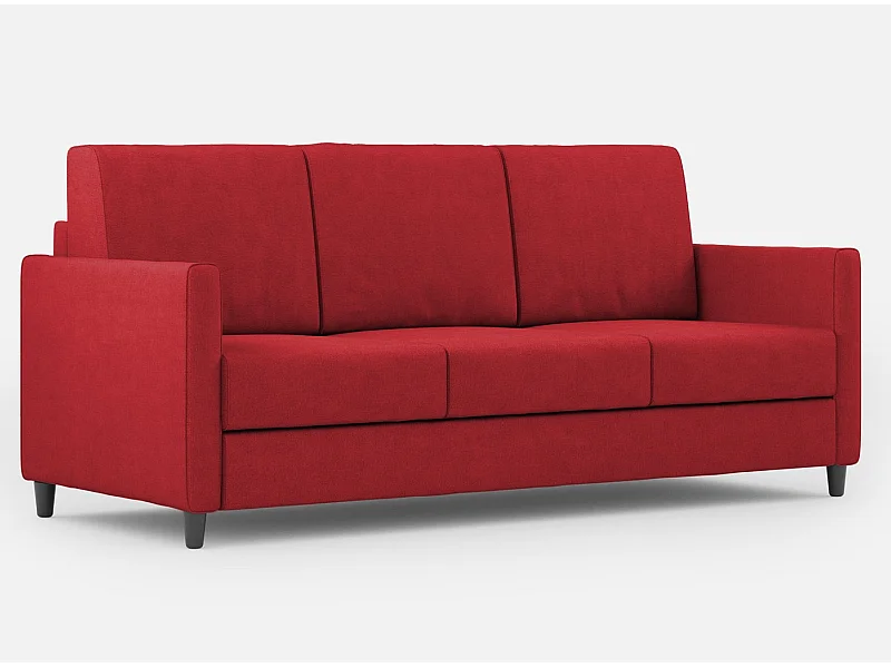 Canapé droit moderne italien tissu rouge Korane - 3 tailles-Taille 198 cm