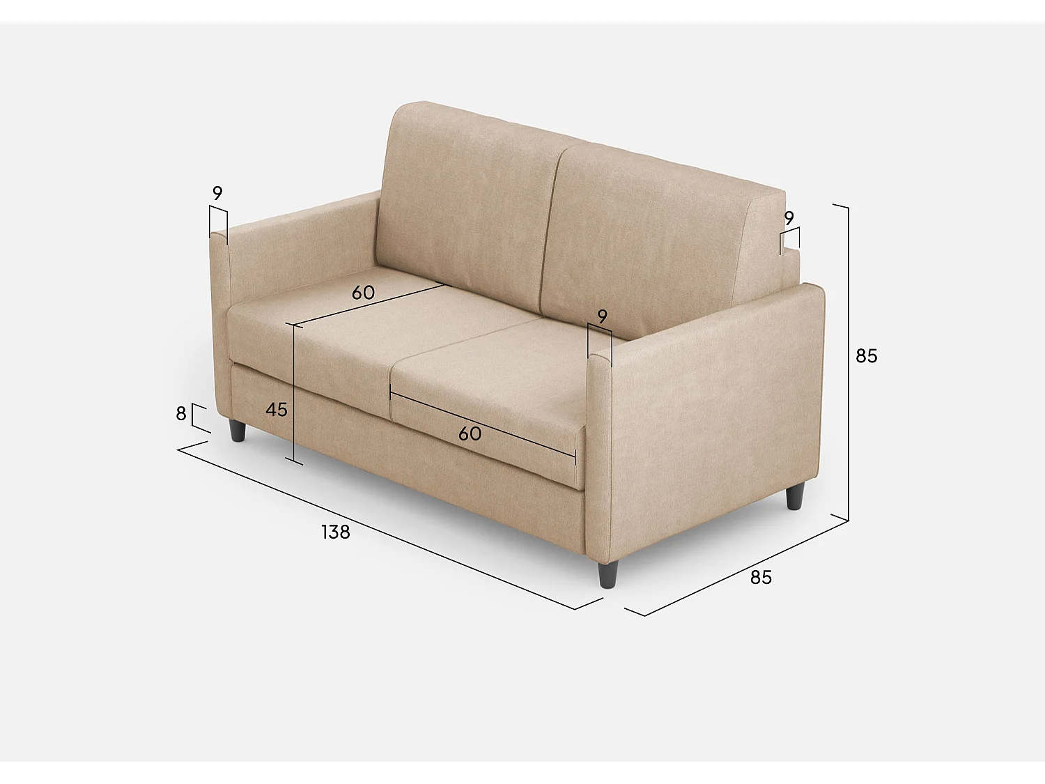 Lit Adele 110x190 avec sommier glycine et conteneur