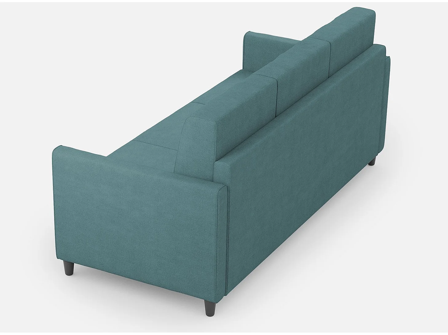 Sofá recto italiano moderno en tela azul petróleo Korane - 3 tamaños-Talla 198 cm