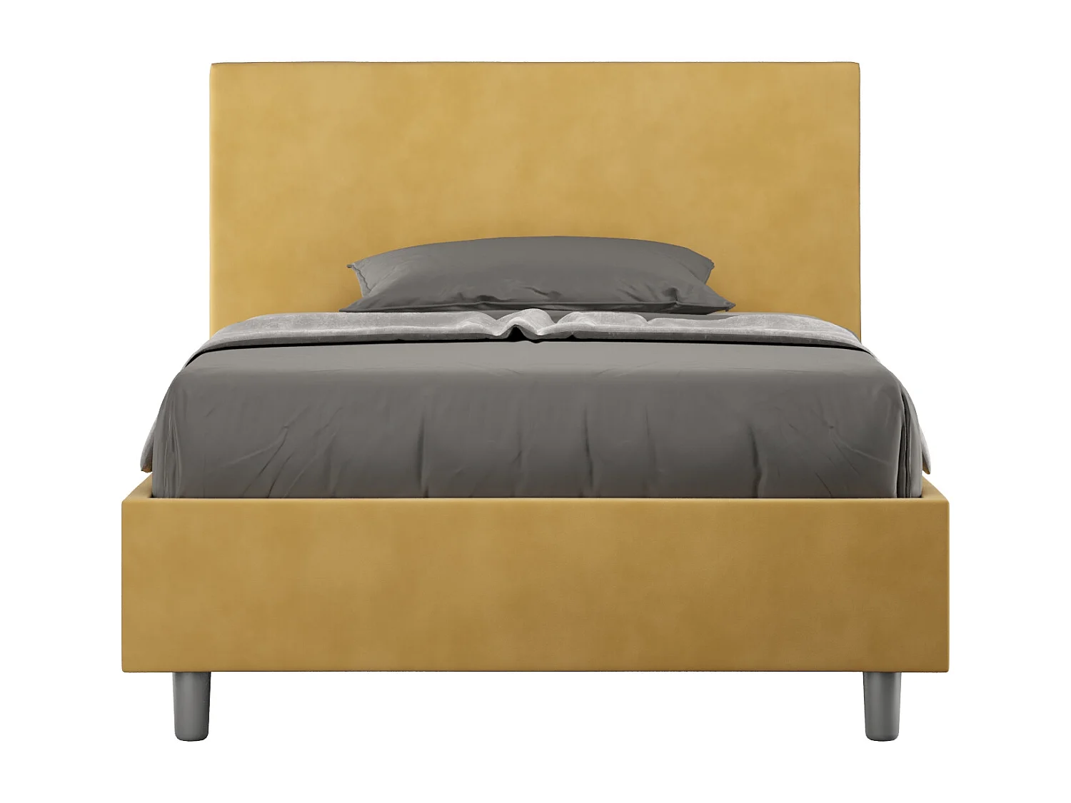 Gestoffeerd Bed 120x190 zonder lattenbodem microvezel oker Adele