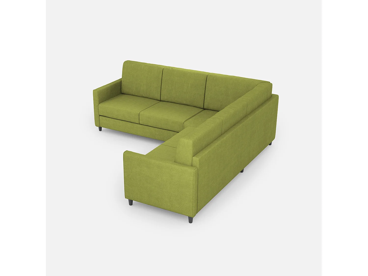 Sofá esquinero italiano moderno en tela verde pistacho Korane - 5 tamaños-Talla 241x241 cm