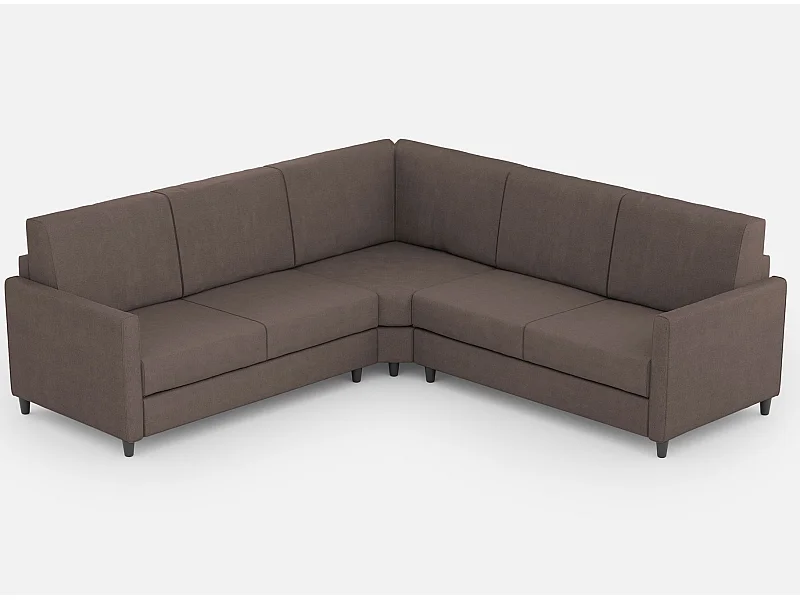 Moderne Italiaanse hoekbank bruine stof Korane - 5 maten-Maat 221x221 cm