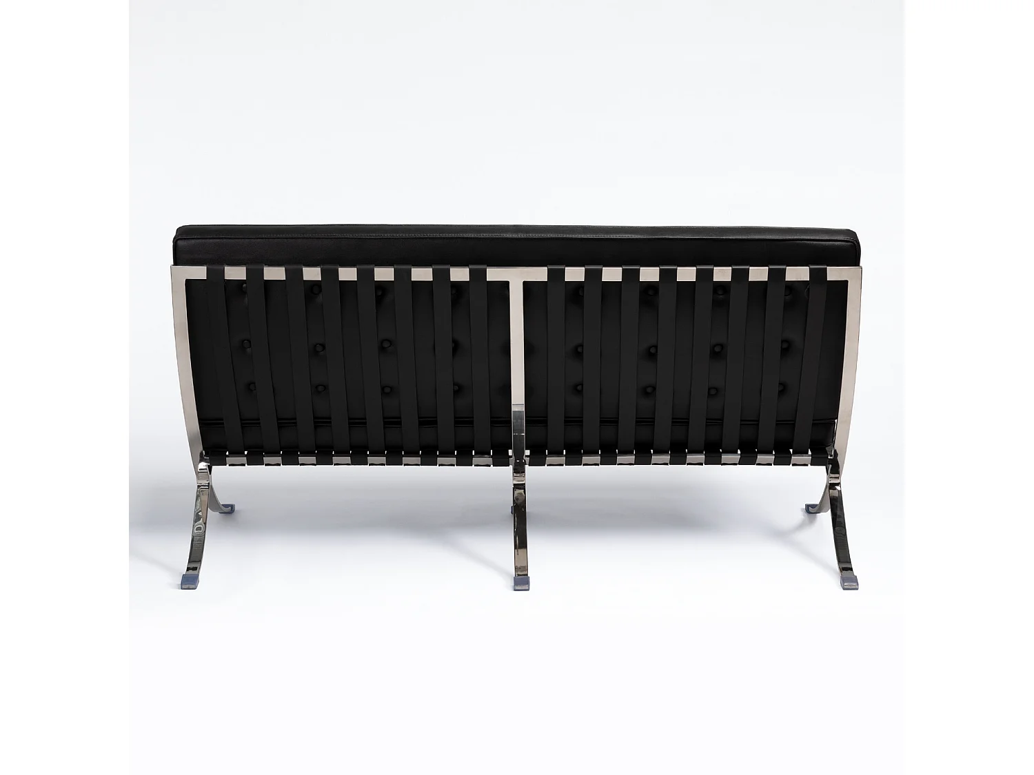 Canapé design 2 places simili cuir capitonné noir Barka