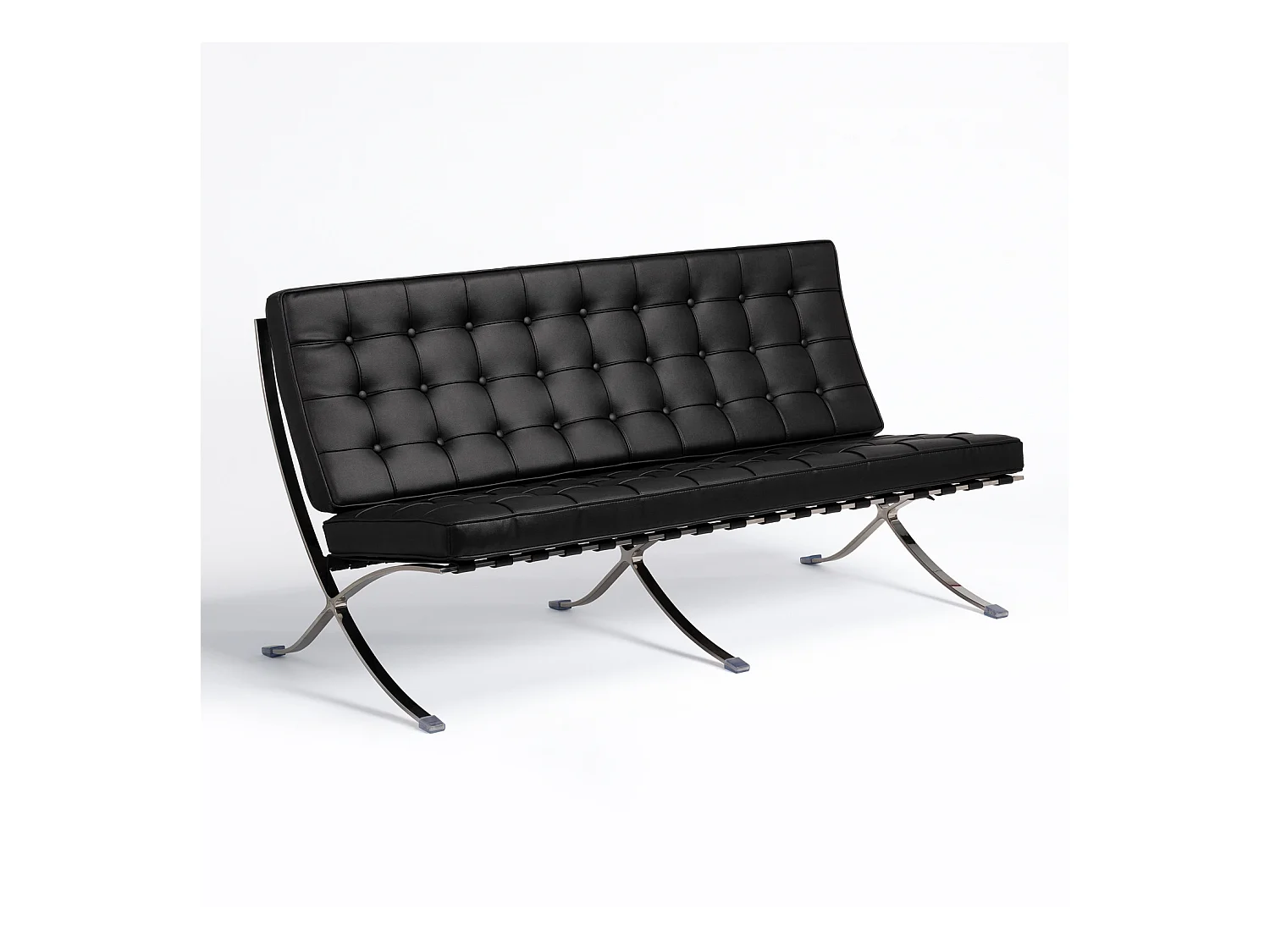 Canapé design 2 places simili cuir capitonné noir Barka