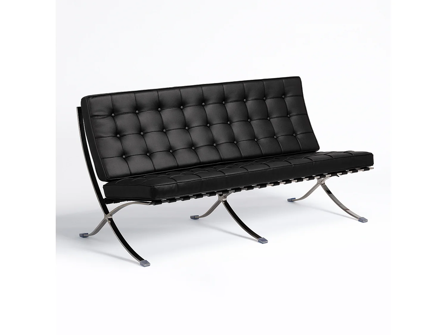 Canapé design 2 places simili cuir capitonné noir Barka