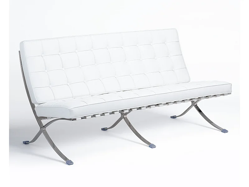 Canapé design 2 places cuir capitonné blanc Barka